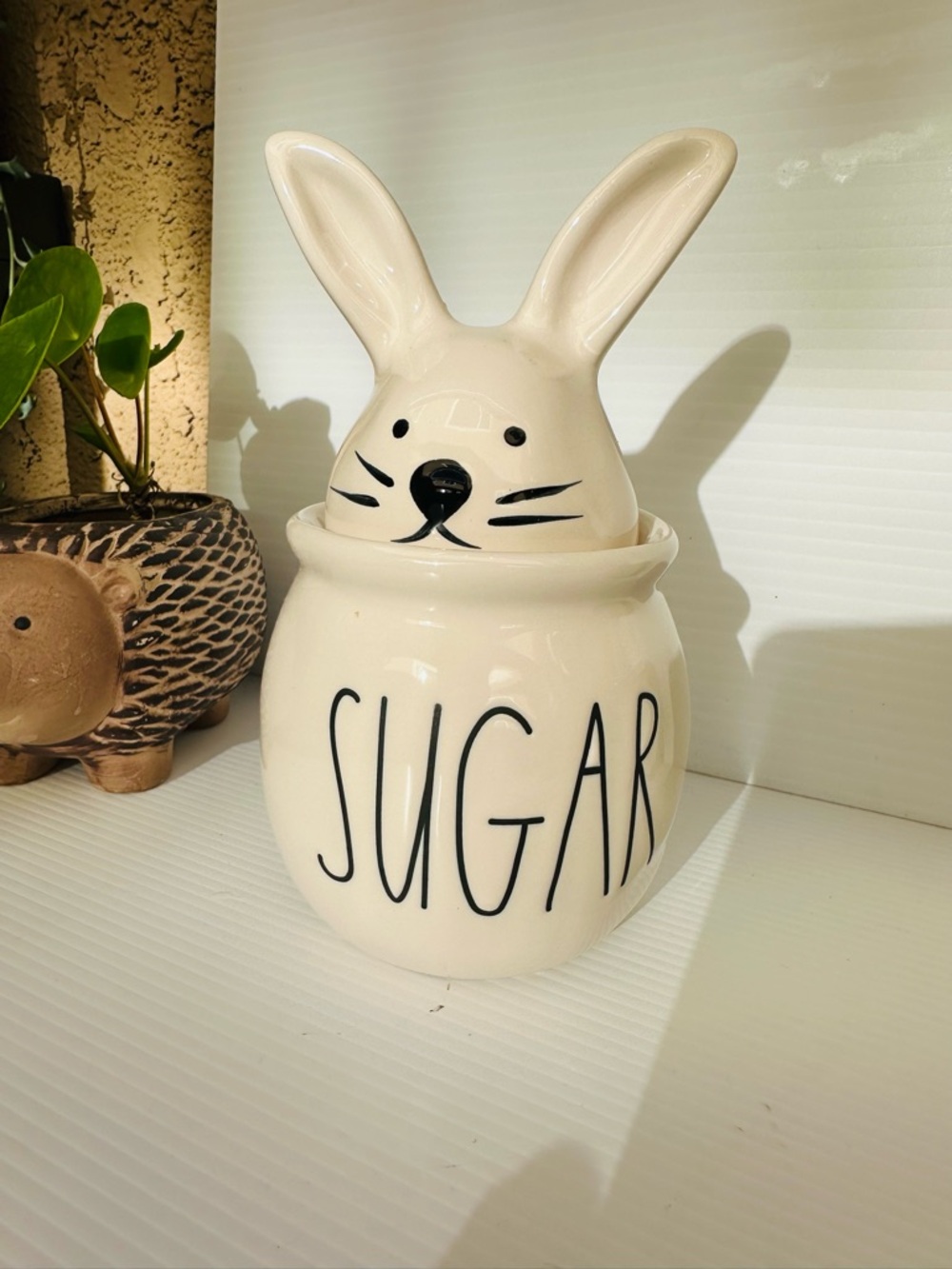 Rae Dunn Easter Decor Bunny Rabbit SUGAR Jar Ceramic Artisan Collection Magenta